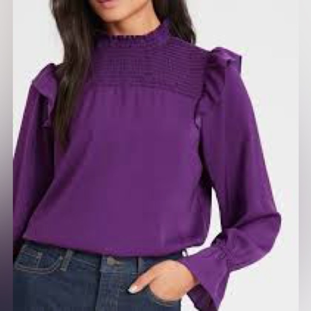 Banana Republic Smocked Neck Blouse, Petite Large